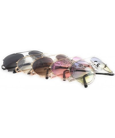 Oval Fashion Large Metal Frame Oceanic Color Lens Aviator Sunglasses - Negro - CV18RHYWAKY $10.73