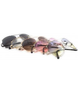 Oval Fashion Large Metal Frame Oceanic Color Lens Aviator Sunglasses - Negro - CV18RHYWAKY $10.73