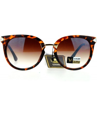 Cat Eye Rhinestone Bolt Arm Cat Eye Horn Rim Sunglasses - Tortoise - CV12HHXO0G9 $13.45