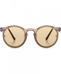 Round Post Punk Sunglasses Design All Gender Flat-Lens Panto Acetate Frames - Post Punk Tn/Tn - CD197NC3ZC4 $36.48