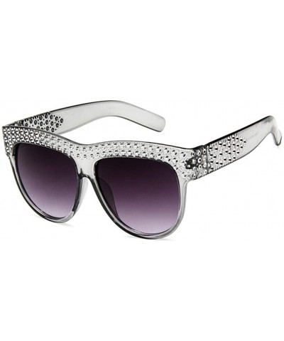 Round Sunglasses Shining Diamond Sunglasses Women Brand Design Flash Square Shades Female Mirror Sun Glasses - C2 - CL18U7MQW...