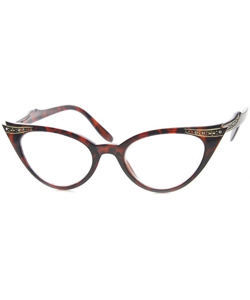 Semi-rimless Cateye or High Pointed Eyeglasses or Sunglasses - Brown - CK187LRXCXZ $10.20