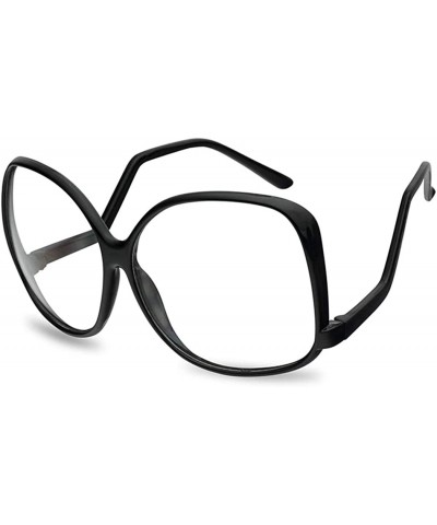 Wrap Oversize Vintage 1980's The Golden Girls Inspired Black Clear Lens Eye Glasses - Black Frame - Clear - C318KIQWH6I $11.91