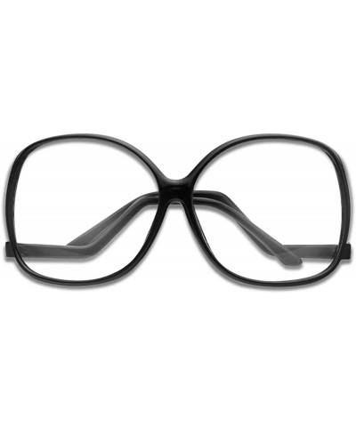 Wrap Oversize Vintage 1980's The Golden Girls Inspired Black Clear Lens Eye Glasses - Black Frame - Clear - C318KIQWH6I $11.91