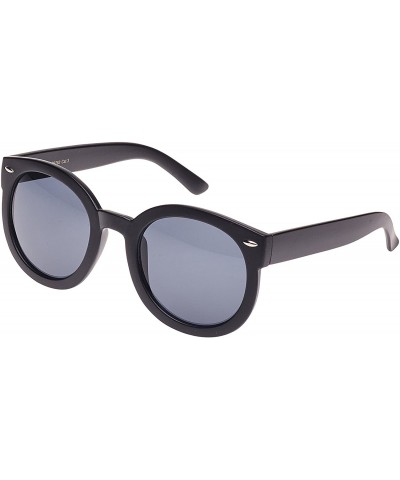 Round Warhol Style Retro Oversized Sunglasses - Matte Black - C512JSBB273 $21.69
