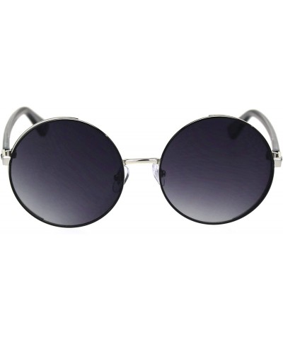 Round Super Ditsy Small Round Circle Lens Runway Hippie Sunglasses - Silver Black Smoke - CE18R35R895 $16.30
