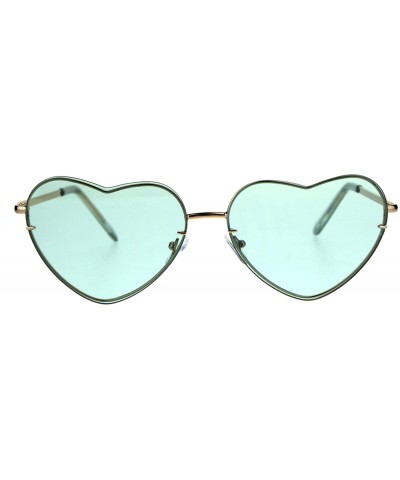 Rimless Womens Exposed Edge Rimless Heart Shape Hippie Color Lens Sunglasses - Green - C618KR70LHZ $9.54