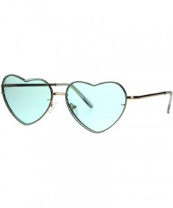 Rimless Womens Exposed Edge Rimless Heart Shape Hippie Color Lens Sunglasses - Green - C618KR70LHZ $9.54