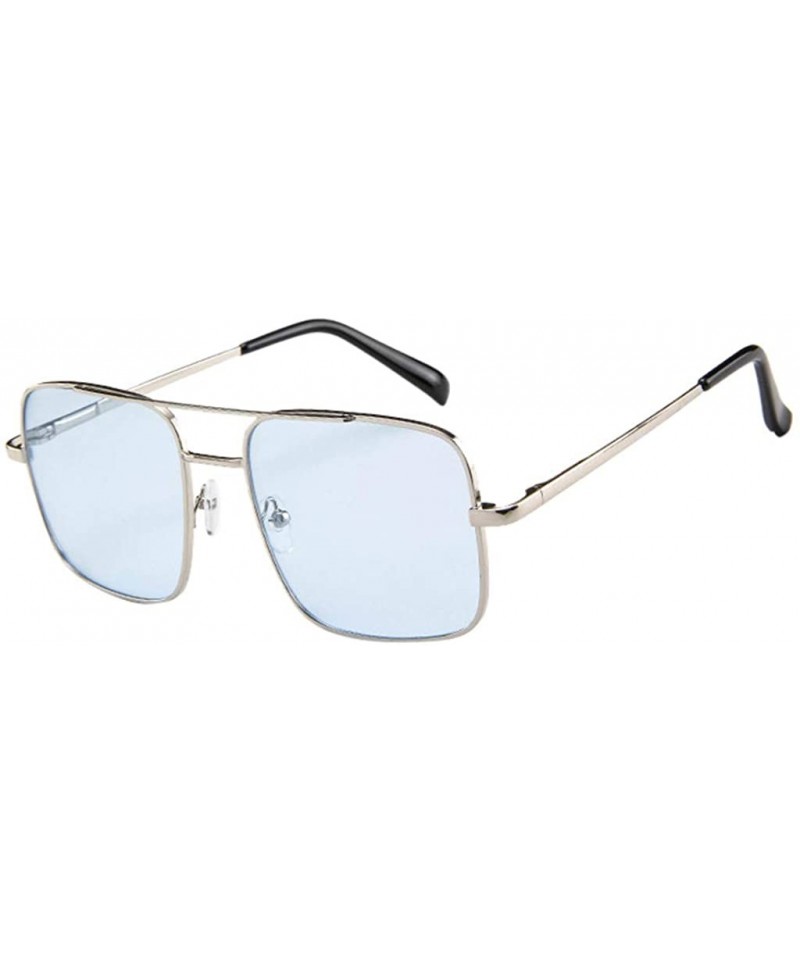 Shield Unisex Colorful Lens Oversized Frame Sunglasses UV Polarised Pilot Classic Vintage Retro Glasses Eyeswear - Blue - CY1...