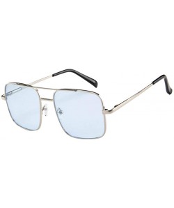 Shield Unisex Colorful Lens Oversized Frame Sunglasses UV Polarised Pilot Classic Vintage Retro Glasses Eyeswear - Blue - CY1...