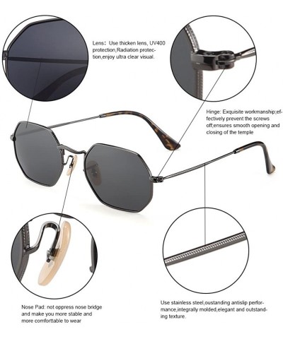 Round Polarized Metal Polygon Sunglasses Stainless Steel Frames Geometric Hexagonal Lens Shade For Women Men - CZ18WQS8UUS $1...
