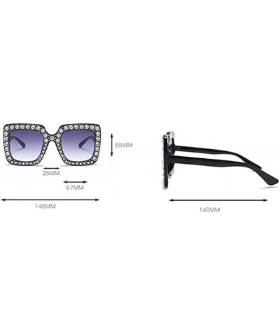 Oversized Rhinestone Sunglasses Women Oversized Square Luxury Crystal Designer Sun Glasses - Pink - CO18HMLOS34 $7.82