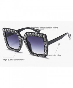 Oversized Rhinestone Sunglasses Women Oversized Square Luxury Crystal Designer Sun Glasses - Pink - CO18HMLOS34 $7.82