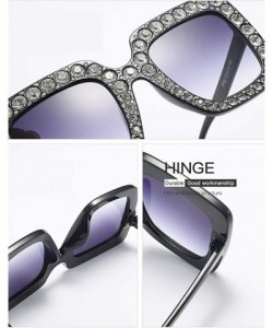 Oversized Rhinestone Sunglasses Women Oversized Square Luxury Crystal Designer Sun Glasses - Pink - CO18HMLOS34 $7.82