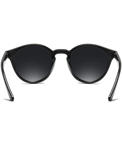 Sport Retro Polarized Sunglasses Round Mirror Lens Horn Rimmed - Black Frame-smoke Lens - CN18LMZ46IR $11.76