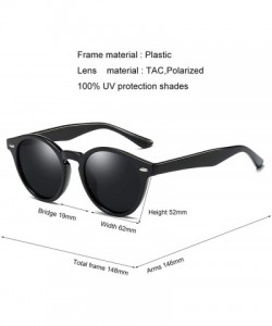 Sport Retro Polarized Sunglasses Round Mirror Lens Horn Rimmed - Black Frame-smoke Lens - CN18LMZ46IR $11.76