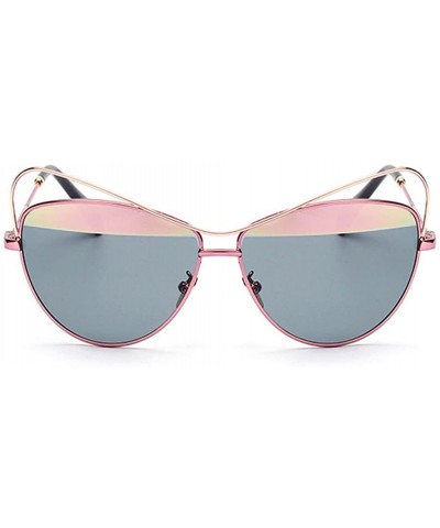 Goggle New fashion UV400 Metal frame Sunglasse-T1845 classic sunglasses for women - Pink - CX12FD432EF $9.57