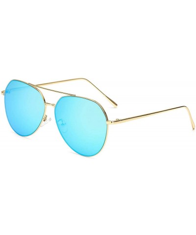 Square 2018 Aviation Sunglasses Women Brand Designer Pilot Sunglass Female Men Sun Glasses Mirror - Blue - CY197A2HHA7 $37.77