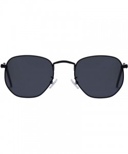 Round Medium Unisex Polygon Polarized Sunglasses - Shiny Black Frame With Smoke Lens - CW196HIYC67 $11.16