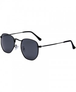 Round Medium Unisex Polygon Polarized Sunglasses - Shiny Black Frame With Smoke Lens - CW196HIYC67 $11.16