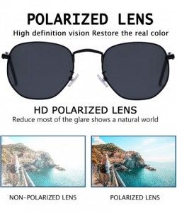 Round Medium Unisex Polygon Polarized Sunglasses - Shiny Black Frame With Smoke Lens - CW196HIYC67 $11.16