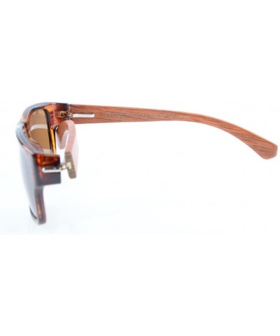 Wrap Quality Spring Hings Wood Temples Polarized Sunglasses Stripe/Brown Lens - Brown Lens - C012EE0BUK7 $15.08