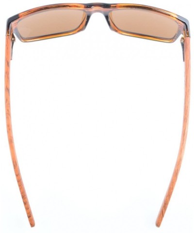 Wrap Quality Spring Hings Wood Temples Polarized Sunglasses Stripe/Brown Lens - Brown Lens - C012EE0BUK7 $15.08