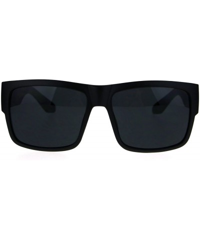 Sport Mens Mobster Plastic Rectangular Sport Gangster Sunglasses - Matte Black - CJ186EWU0M8 $7.54