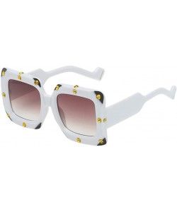 Square Oversized Sunglasses for Women Square Thick Frame Shiny Rhinestone Shades Polarized Eyewear UV Protection - C - CZ194K...