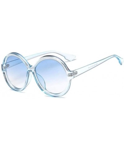 Oversized Luxury Oversized Sunglasses Women Vintage Round Gradient Shades Sunglass Ladies Sun Glasses for Woman - Blue - CV18...
