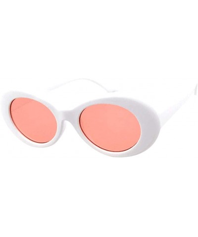 Oval Womens Fashion Sunglasses Lightweight Sunglasses with Oval Lens PC Sunglasses for Girls - White Frame Red Lens - CY18S9A...