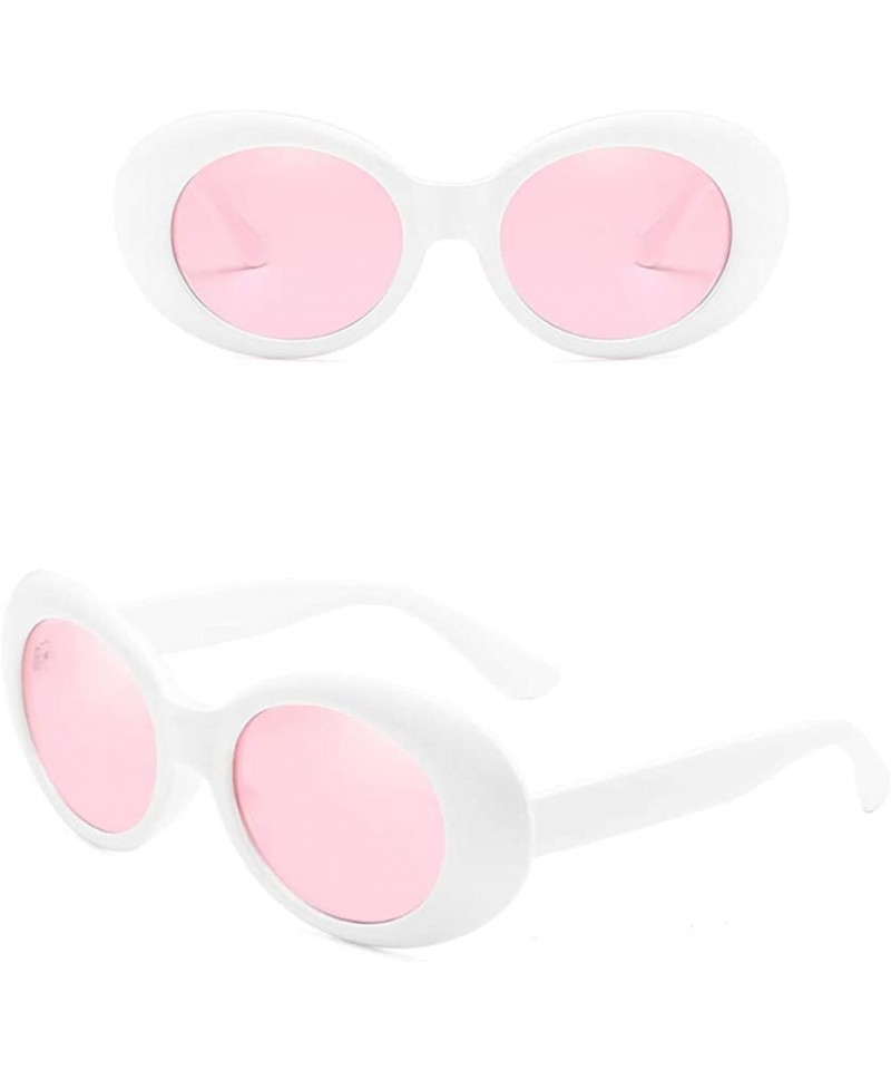 Womens Fashion Sunglasses Lightweight Sunglasses with Oval Lens PC  Sunglasses for Girls - White Frame Red Lens - CY18S9A3I5E