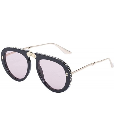 Round Stylish metal frame sunglasses- foldable hiker round sunglasses - E - CU18S6H2NXW $33.72