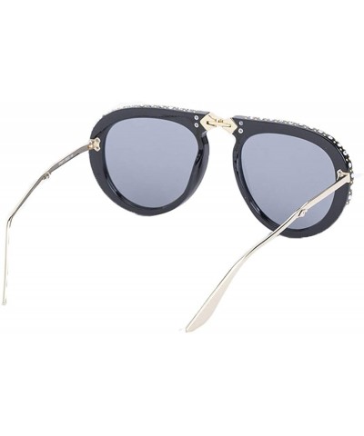 Round Stylish metal frame sunglasses- foldable hiker round sunglasses - E - CU18S6H2NXW $33.72