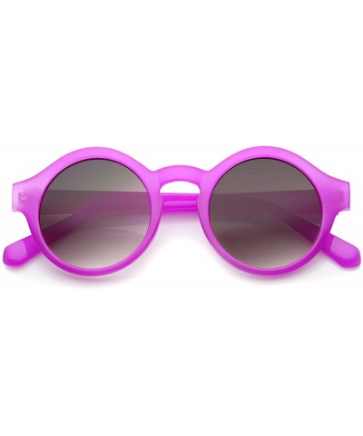 Round Women's Bright Pastel Color Retro Horn Rimmed Round Sunglasses 47mm - Fuchsia / Lavender - CS12I21S88B $8.20