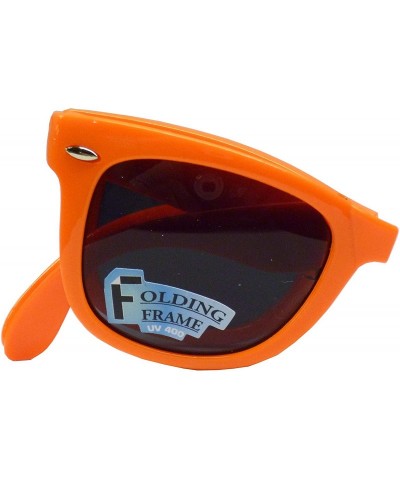 Square Folding sunglasses new retro vintage style men women compact frame lens - Orange - CC198YXQL88 $10.55