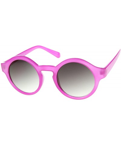 Round Women's Bright Pastel Color Retro Horn Rimmed Round Sunglasses 47mm - Fuchsia / Lavender - CS12I21S88B $8.20