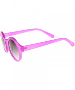 Round Women's Bright Pastel Color Retro Horn Rimmed Round Sunglasses 47mm - Fuchsia / Lavender - CS12I21S88B $8.20