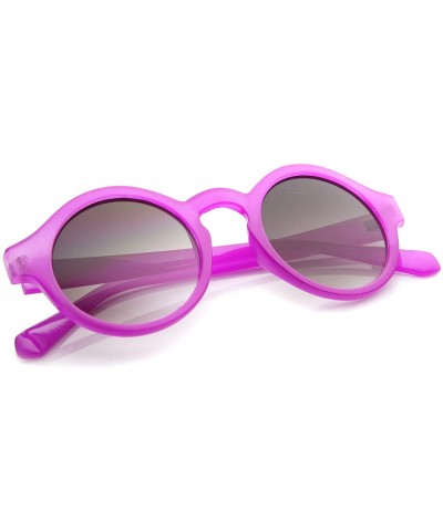 Round Women's Bright Pastel Color Retro Horn Rimmed Round Sunglasses 47mm - Fuchsia / Lavender - CS12I21S88B $8.20