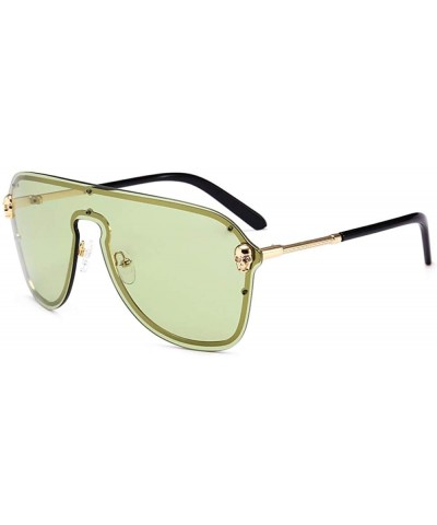 Sport Skull-Head Sunglasses One-in-One Sealed-Mirror Shield-Shaped Woman - C2 Olive Green - CO18W482G45 $31.52