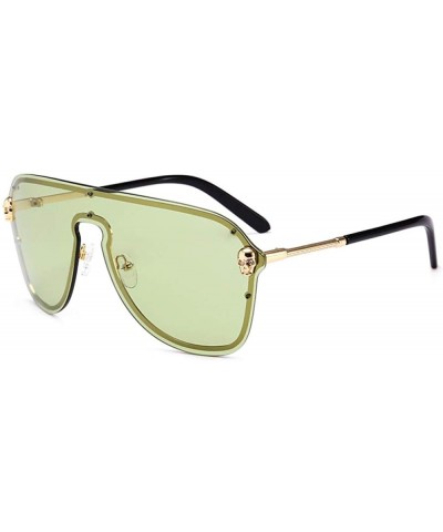 Sport Skull-Head Sunglasses One-in-One Sealed-Mirror Shield-Shaped Woman - C2 Olive Green - CO18W482G45 $14.52