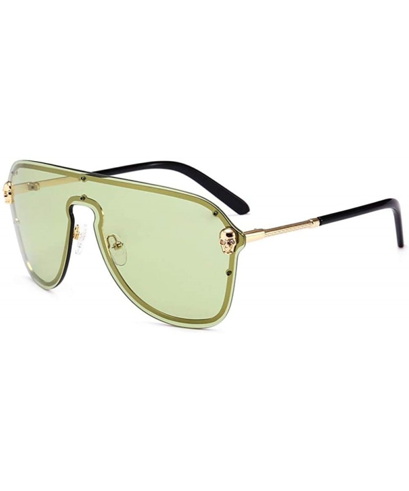 Sport Skull-Head Sunglasses One-in-One Sealed-Mirror Shield-Shaped Woman - C2 Olive Green - CO18W482G45 $14.52