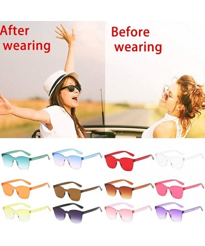 Square Rimless Sunglasses Oversized One Piece Candy Colored Transparent Eyewear Retro Eyeglasses for Women Men - C - CF199I25...