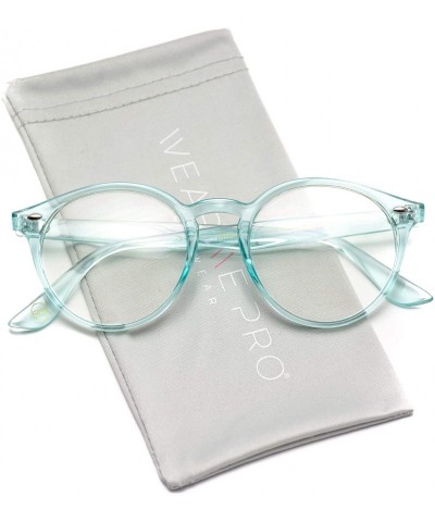 Cat Eye Clear Lens Semi Transparent Clear Frame Colorful Glasses - Clear Ice Blue - CL18I0ELTIG $9.64