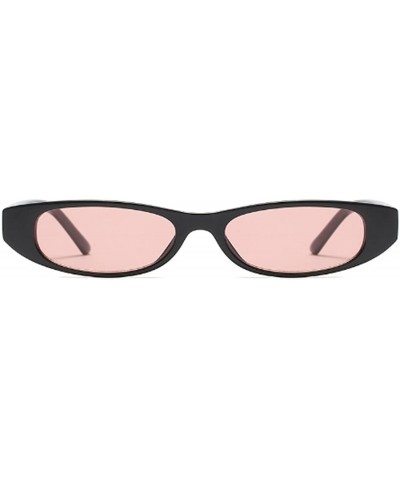 Goggle Vintage Small Sunglasses Fashion Narrow Oval Frame eyewea for neutral - Black Pink - CU18DTSZIIN $8.99