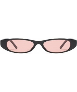 Goggle Vintage Small Sunglasses Fashion Narrow Oval Frame eyewea for neutral - Black Pink - CU18DTSZIIN $8.99