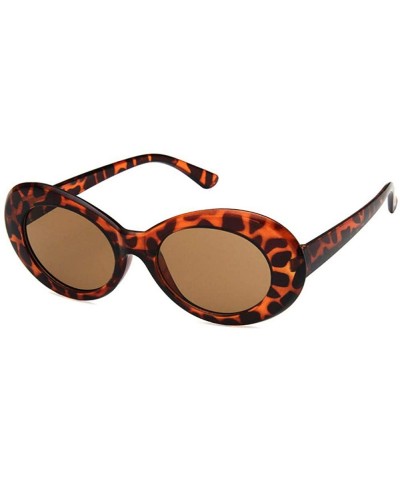Cat Eye Women Fashion Oval Cat Eye Sunglasses with Case UV400 Protection Beach - Leopard Frame/Brown Lens - CD18WT6UU70 $7.79