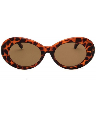 Cat Eye Women Fashion Oval Cat Eye Sunglasses with Case UV400 Protection Beach - Leopard Frame/Brown Lens - CD18WT6UU70 $7.79