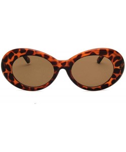 Cat Eye Women Fashion Oval Cat Eye Sunglasses with Case UV400 Protection Beach - Leopard Frame/Brown Lens - CD18WT6UU70 $7.79