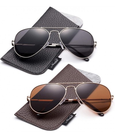 Aviator Polarized Aviator Sunglasses Mirrored Lens Classic Aviator Polarized Sunglasses Small - CP18I6593MS $12.63